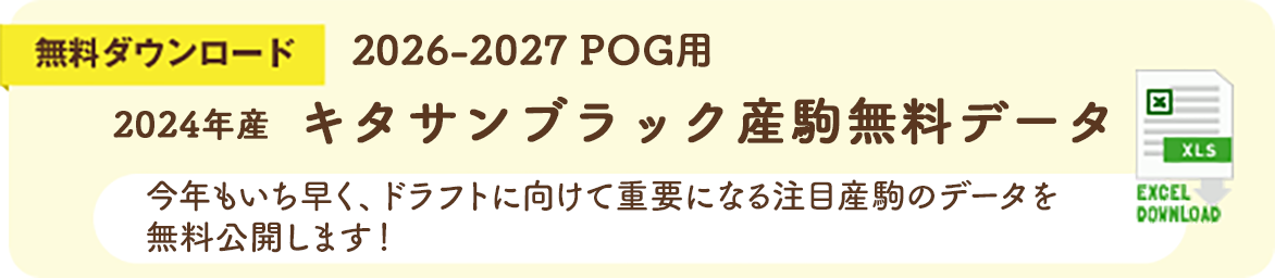 厳選1500頭 ２歳馬データ 無料ダウンロード